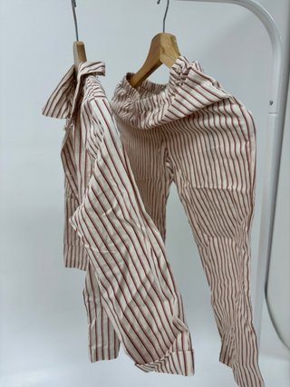 Pijama Rayas Zara Home Beige/Rojo