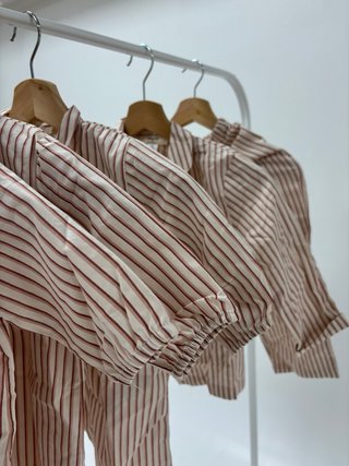 Pijama Rayas Zara Home Beige/Rojo
