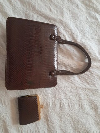 Bolso Piel Serpiente Marrón Vintage