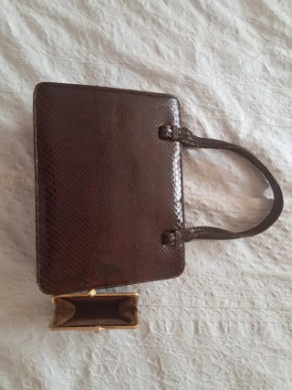 Bolso Piel Serpiente Marrón Vintage