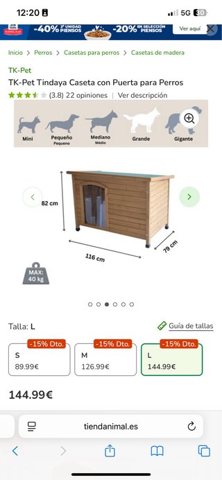 Caseta para perros Tienda Animal madera