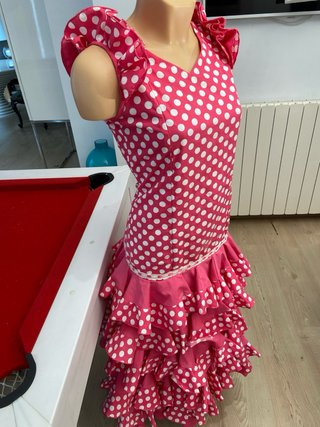 338 Traje de flamenca rosa lunares