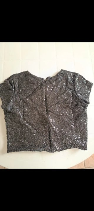 Top Mango lentejuelas negro talla S