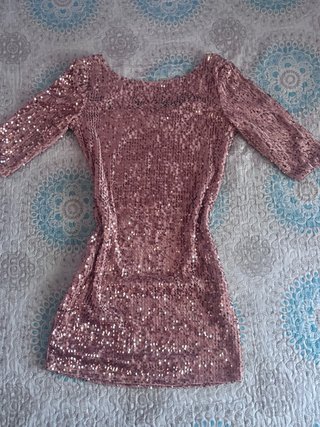 Vestido corto fiesta lentejuelas rosa
