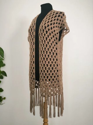 Chaleco boho crochet flecos talla única