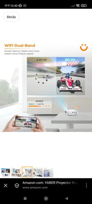 Proyector YABER Bluetooth WiFi 5G 12000L