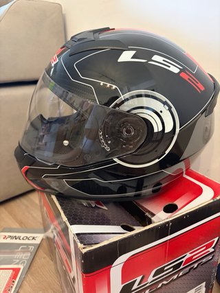 Casco Moto LS2 Negro/Rojo talla XS