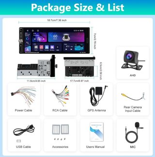Autoradio 1DIN Android Wireless CarPlay 2GB+64GB