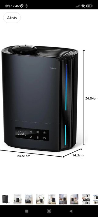 AROEVE Humidificador Ultrasónico 6L Negro