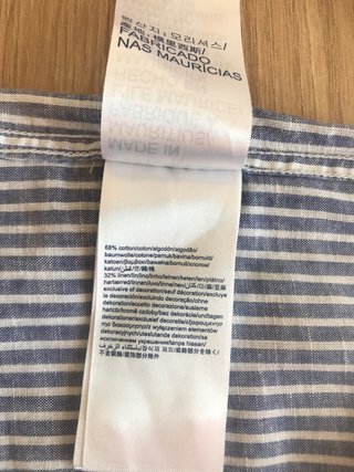 Camisa Tommy Hilfiger L Lino Rayas Manga Larga