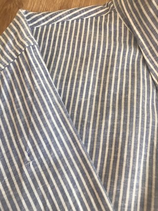 Camisa Tommy Hilfiger L Lino Rayas Manga Larga