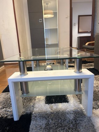 Mesa de centro cristal y metal