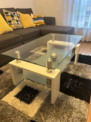 Mesa de centro cristal y metal