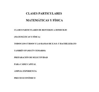 CLASES PARTICULARES MATEMÁTICAS Y FÍSICA (CÁDIZ)