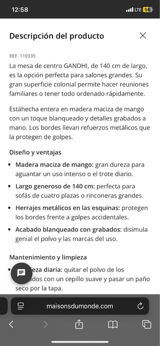 Mesa de centro - Maisons du Monde - Ghandi