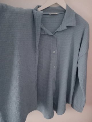 Conjunto pantalón y blusa azul