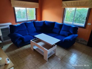 Sofá Rinconera Azul y Naranja
