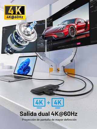 Adaptador USB-C 7 en 1 Lemorele Dual HDMI