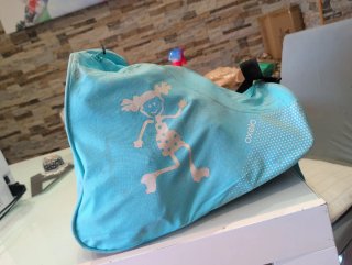 Patines y protecciones morado/rosa