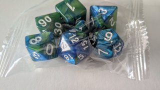 Set Dados D&D Rol 7 Piezas Azul/Verde