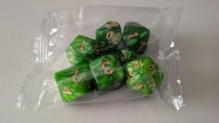 Set Dados D&D Rol 7 Piezas Verde Precintados