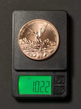 Moneda Libertad Cobre puro. 1 Onza.