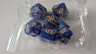 Set 7 Dados D&D Azul Precintados