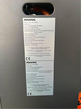 Gas Heater / Estufa de Gas Admiral AD-20AZ Berna