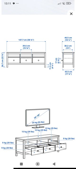 Mueble TV Ikea Blanco y Madera