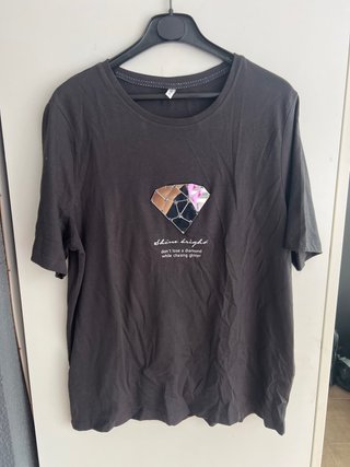 Camiseta Only Negra Talla L con Diamante