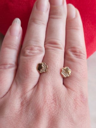 Pendientes Flor Oro 18K con Circonitas