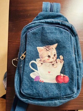 Mochila juvenil vaquera con gatito
