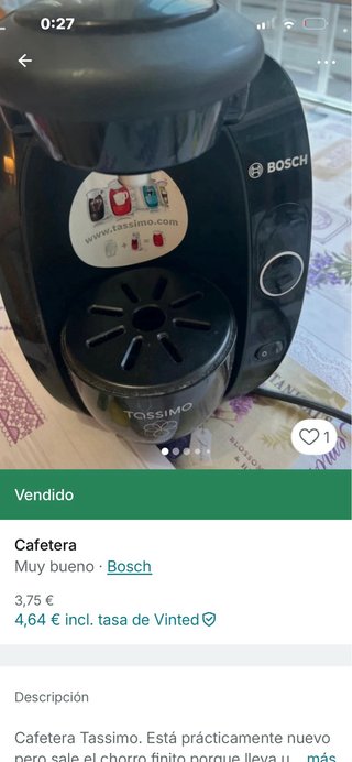 Cafetera Cápsulas Bosch Tassimo