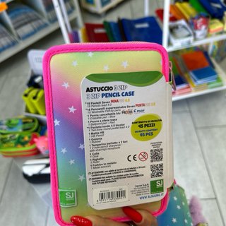 Portapenne 3 zip unicorno arcobaleno