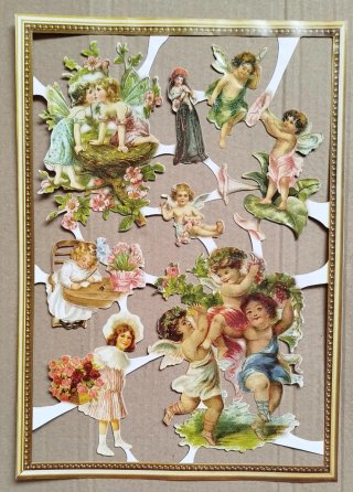Fogli Cromos fustellati con glitter fate e angeli