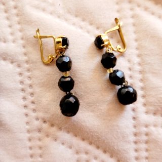 Collar y Pendientes Negro Azabache Vintage