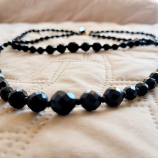 Collar y Pendientes Negro Azabache Vintage