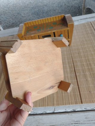 Salottino bambole legno fatto a mano anni '50
