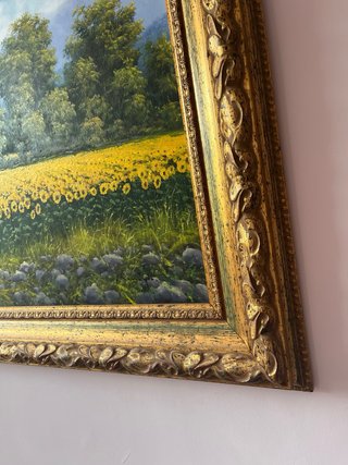 Cuadro de girasoles con marco dorado