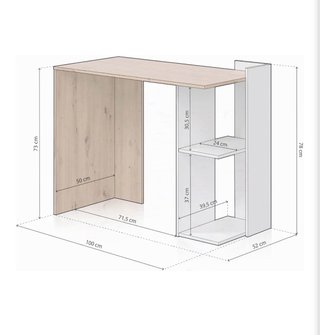 Escritorio madera y blanco con estanterías