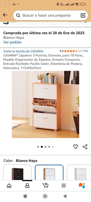 Zapatero CASARIA 3 Puertas Blanco/Madera