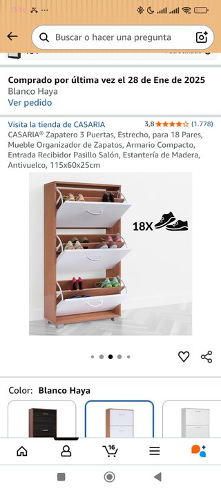 Zapatero CASARIA 3 Puertas Blanco/Madera