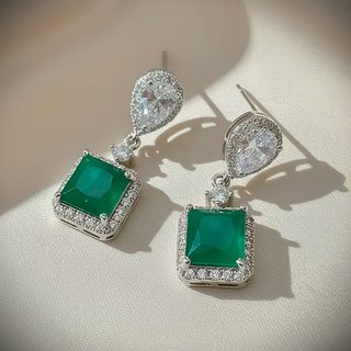 Pendientes colgantes circonitas blancas y verdes