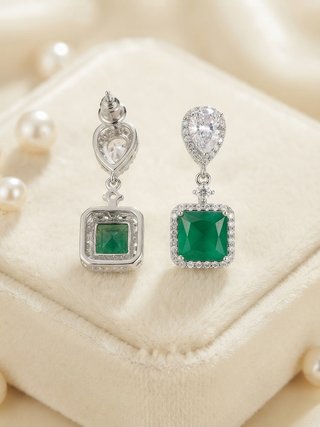 Pendientes colgantes circonitas blancas y verdes