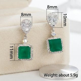 Pendientes colgantes circonitas blancas y verdes