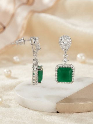 Pendientes colgantes circonitas blancas y verdes