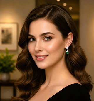 Pendientes colgantes circonitas blancas y verdes