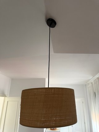 Lámpara colgante de tela y yute