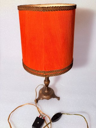 Lampada abat-jour con base in ottone del 1970
