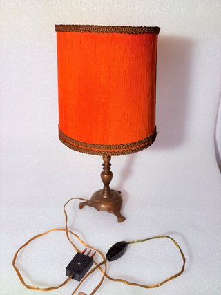 Lampada abat-jour con base in ottone del 1970
